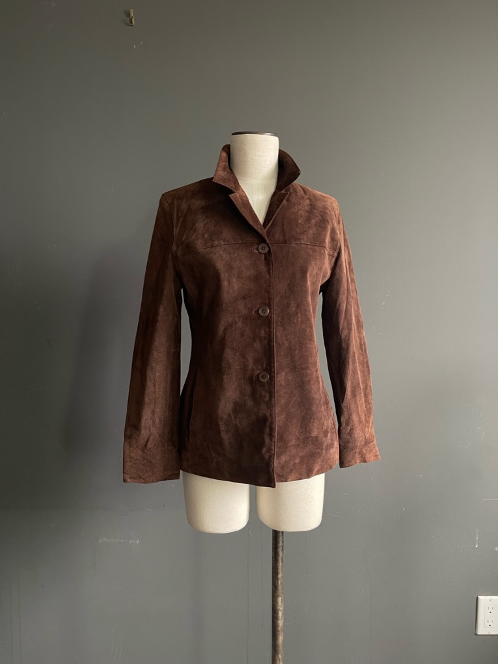 Brown Suede Leather Jacket Petite Tailored Minimalist Vintage Blazer Heritage